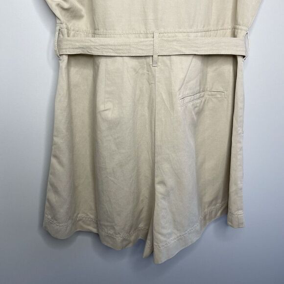 MADEWELL Romper Women 14 Khaki Tan Tie Waist NEW Muscle Tank Lyocell Linen NQ584 - Picture 9 of 12